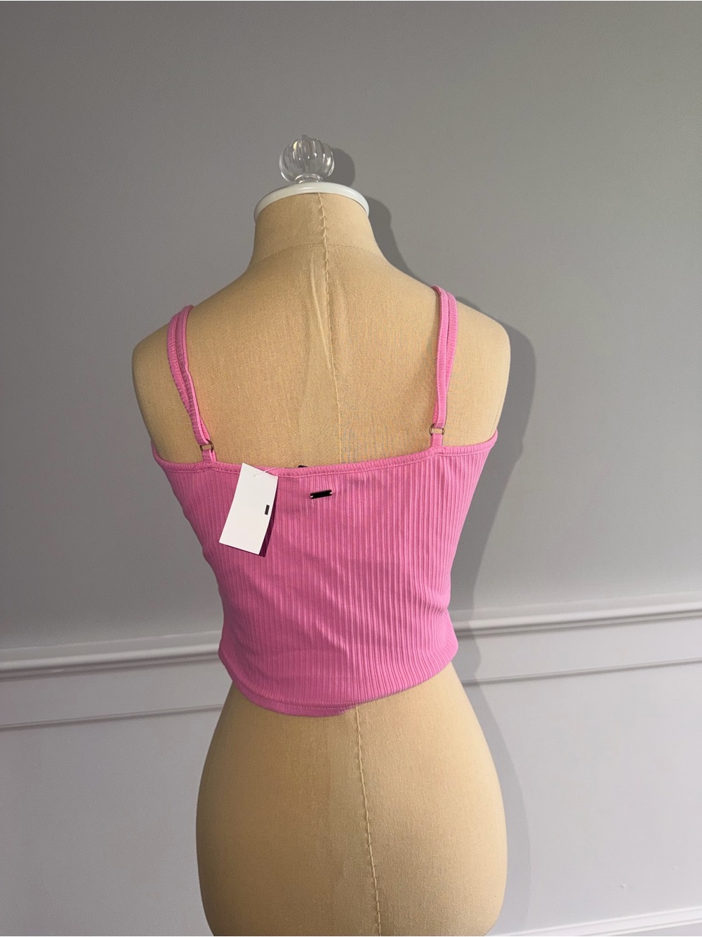 O'Neill Pink Ribbed Ruched Cropped Camisole - Picture 2 of 3